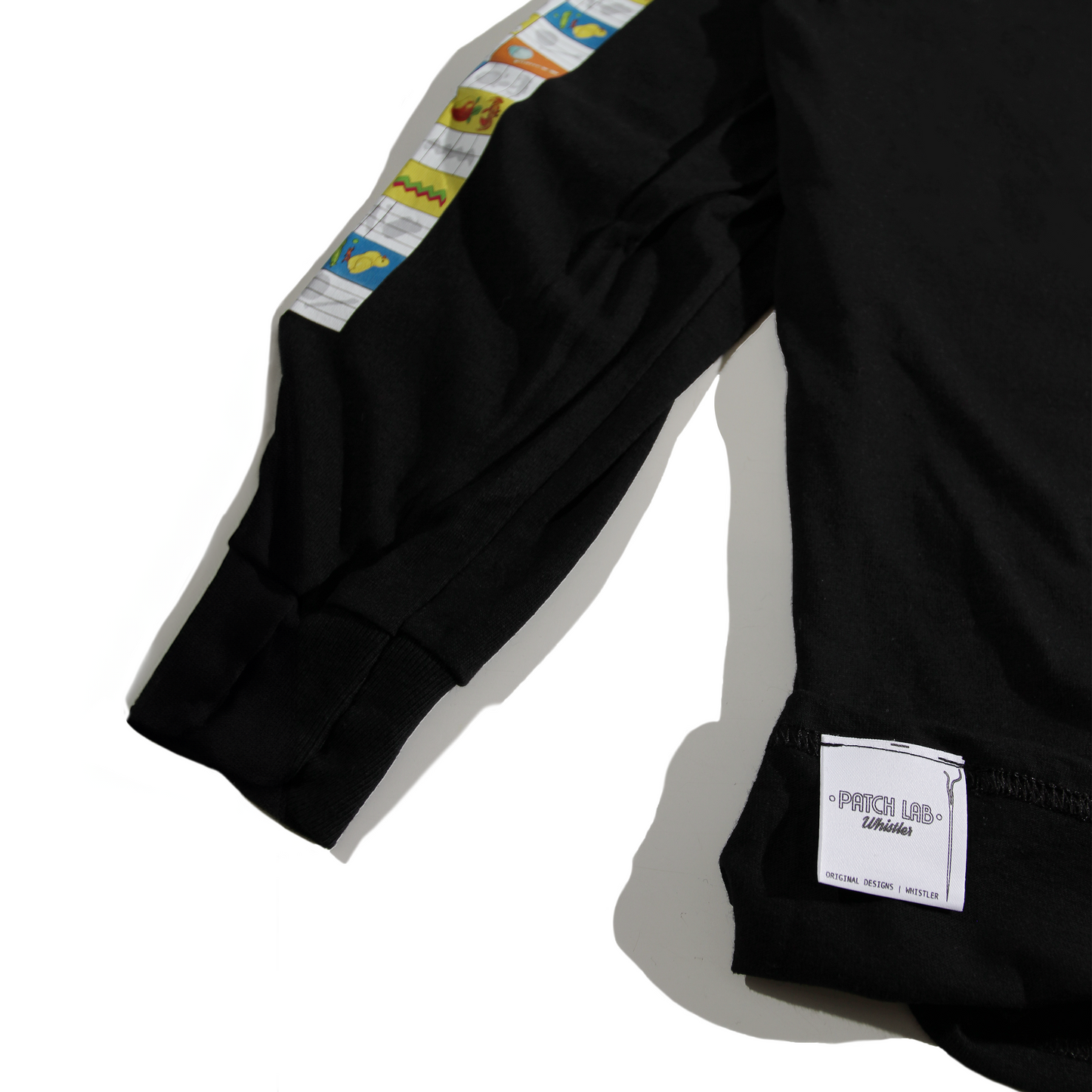 Runs of Whistler | Long Sleeve Cotton T-Shirt with Checkered Print Design Sleeves