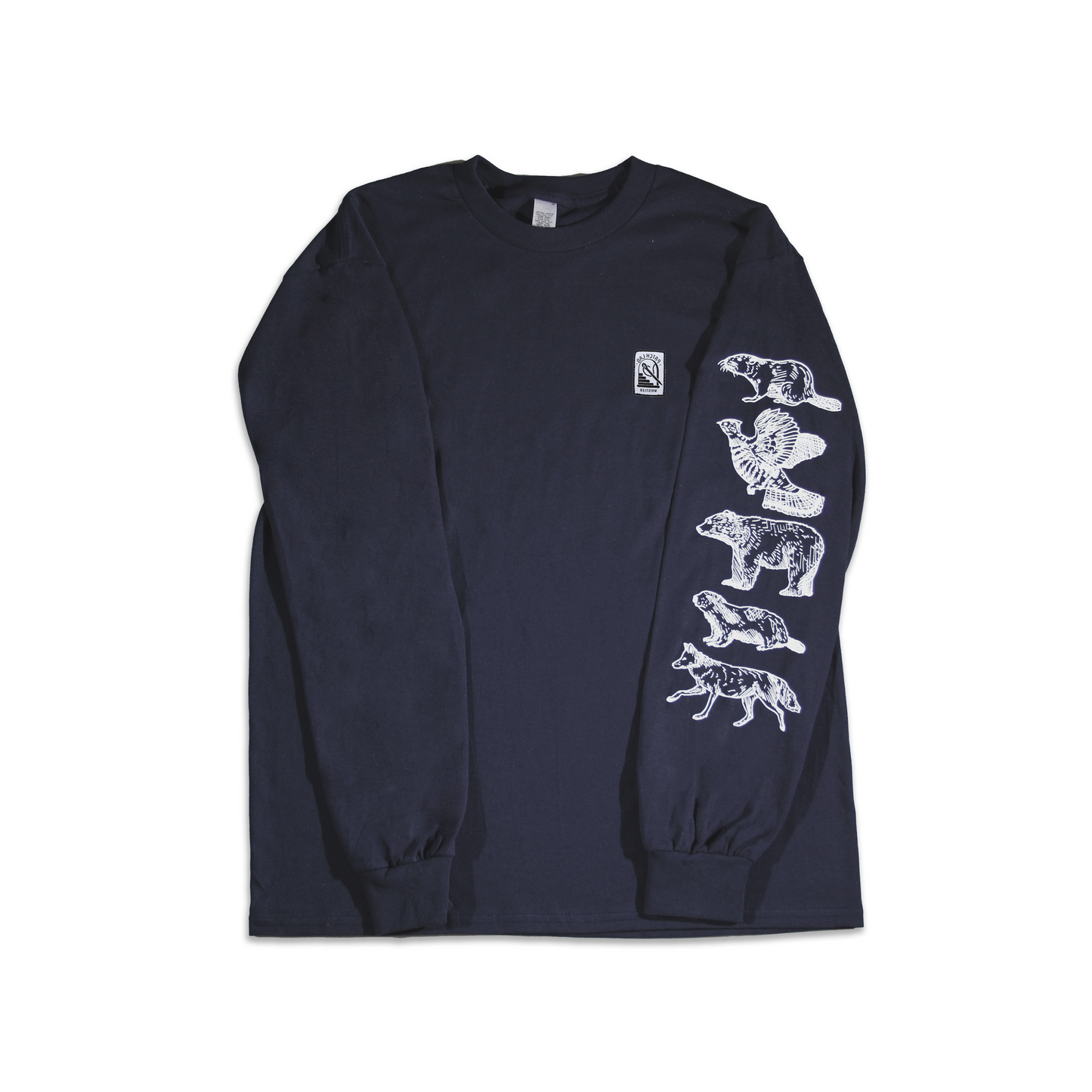 B.C Animals | Long Sleeve Cotton T-Shirt with Wildlife Print Design Sleeve