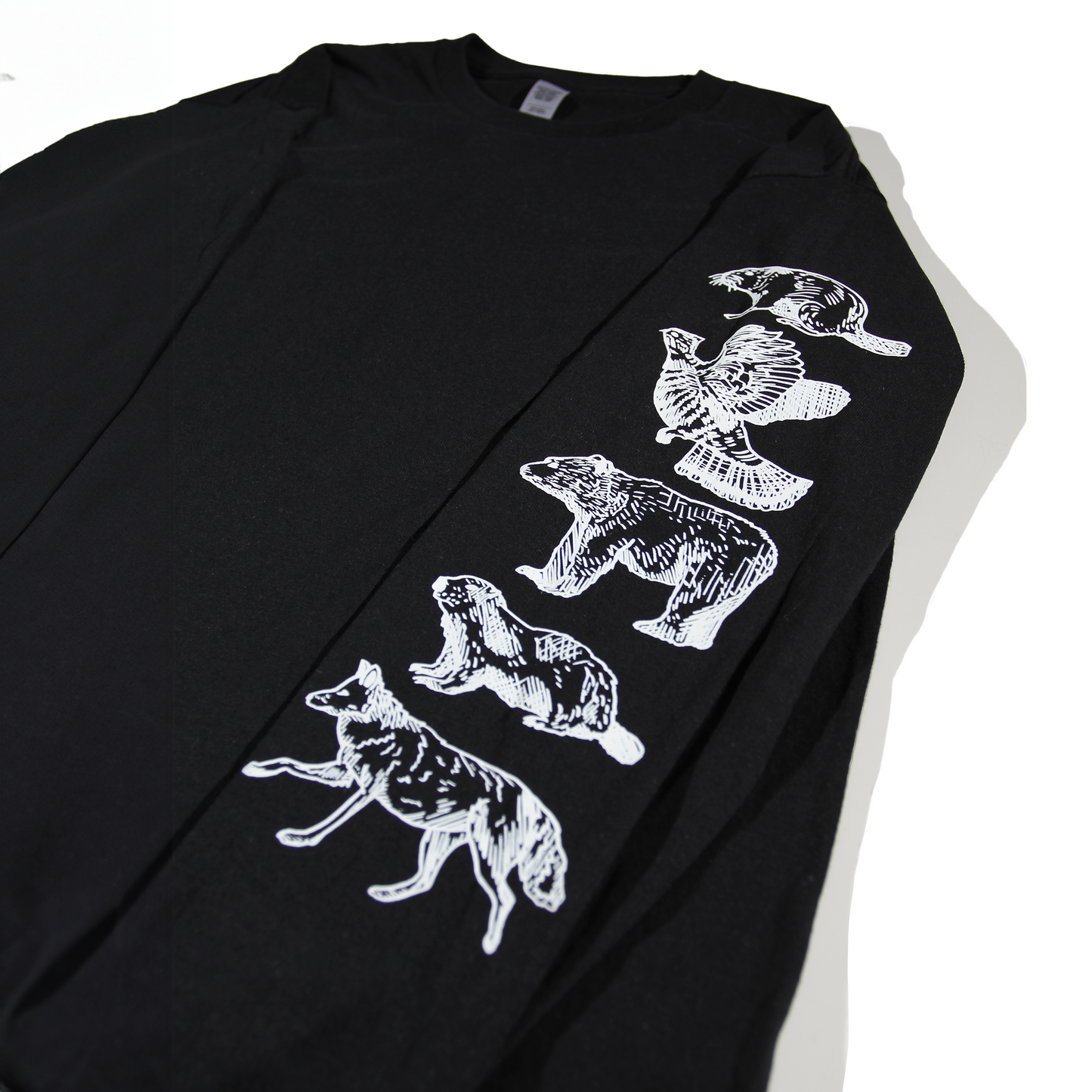 B.C Animals | Long Sleeve Cotton T-Shirt with Wildlife Print Design Sleeve