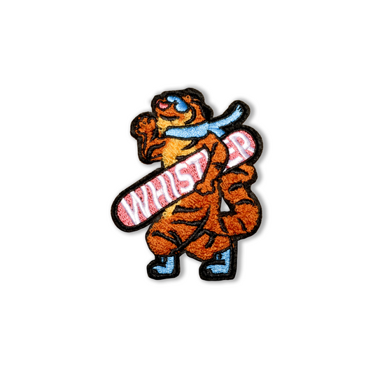 Tiger snowboarder Locally designed original Whistler Embroidered Chenille Patch with Adhesive Backing