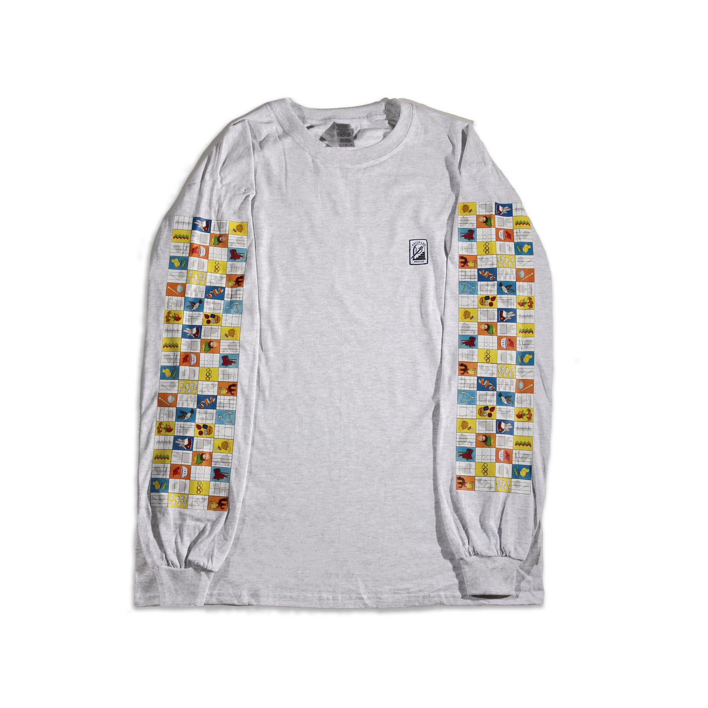 Runs of Whistler | Long Sleeve Cotton T-Shirt with Checkered Print Design Sleeves