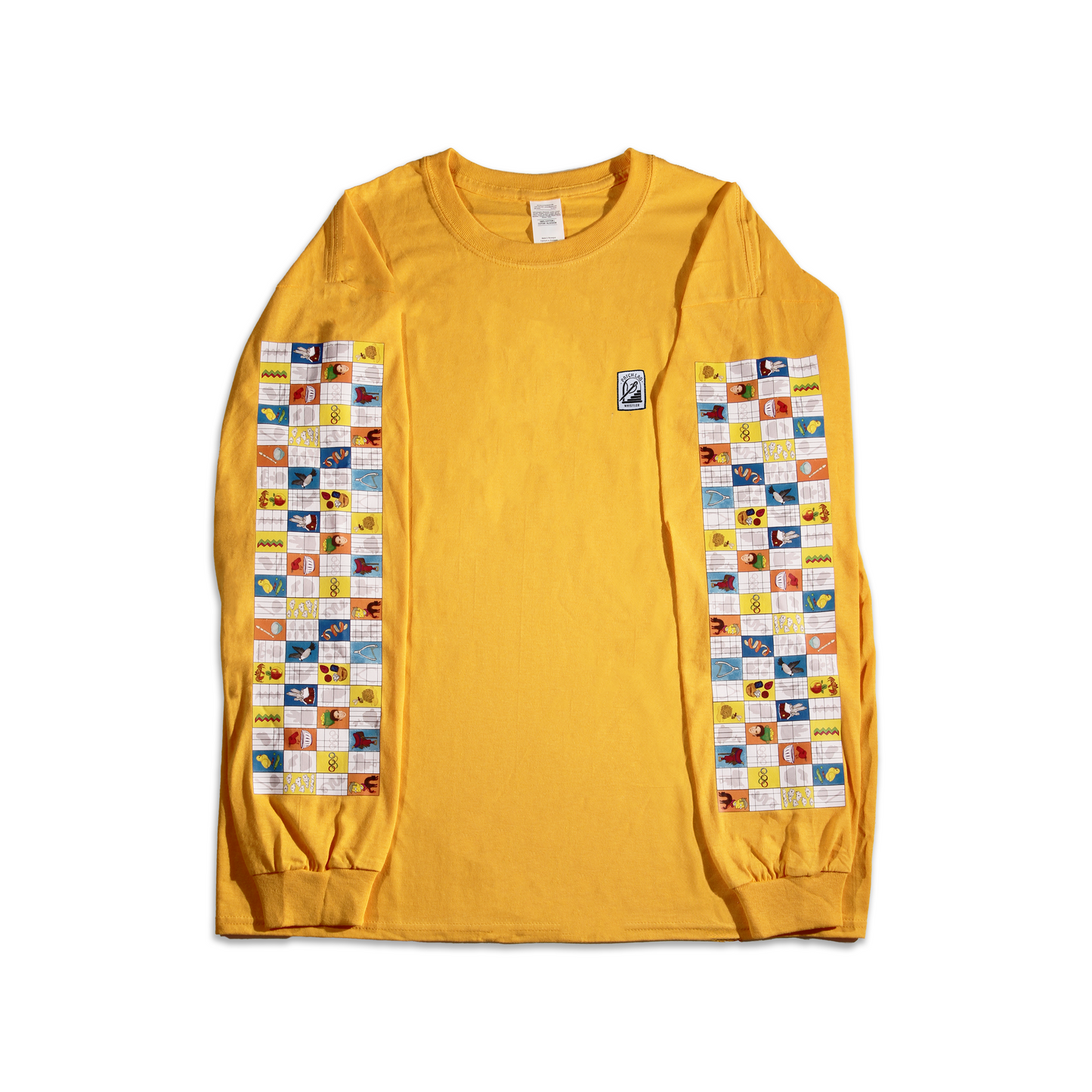 Runs of Whistler | Long Sleeve Cotton T-Shirt with Checkered Print Design Sleeves