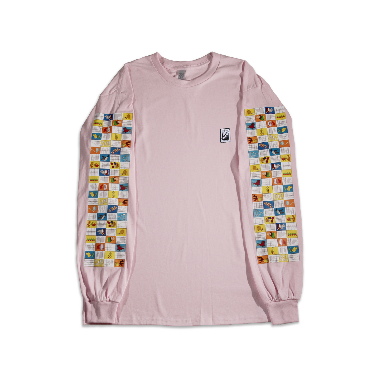 Runs of Whistler | Long Sleeve Cotton T-Shirt with Checkered Print Design Sleeves