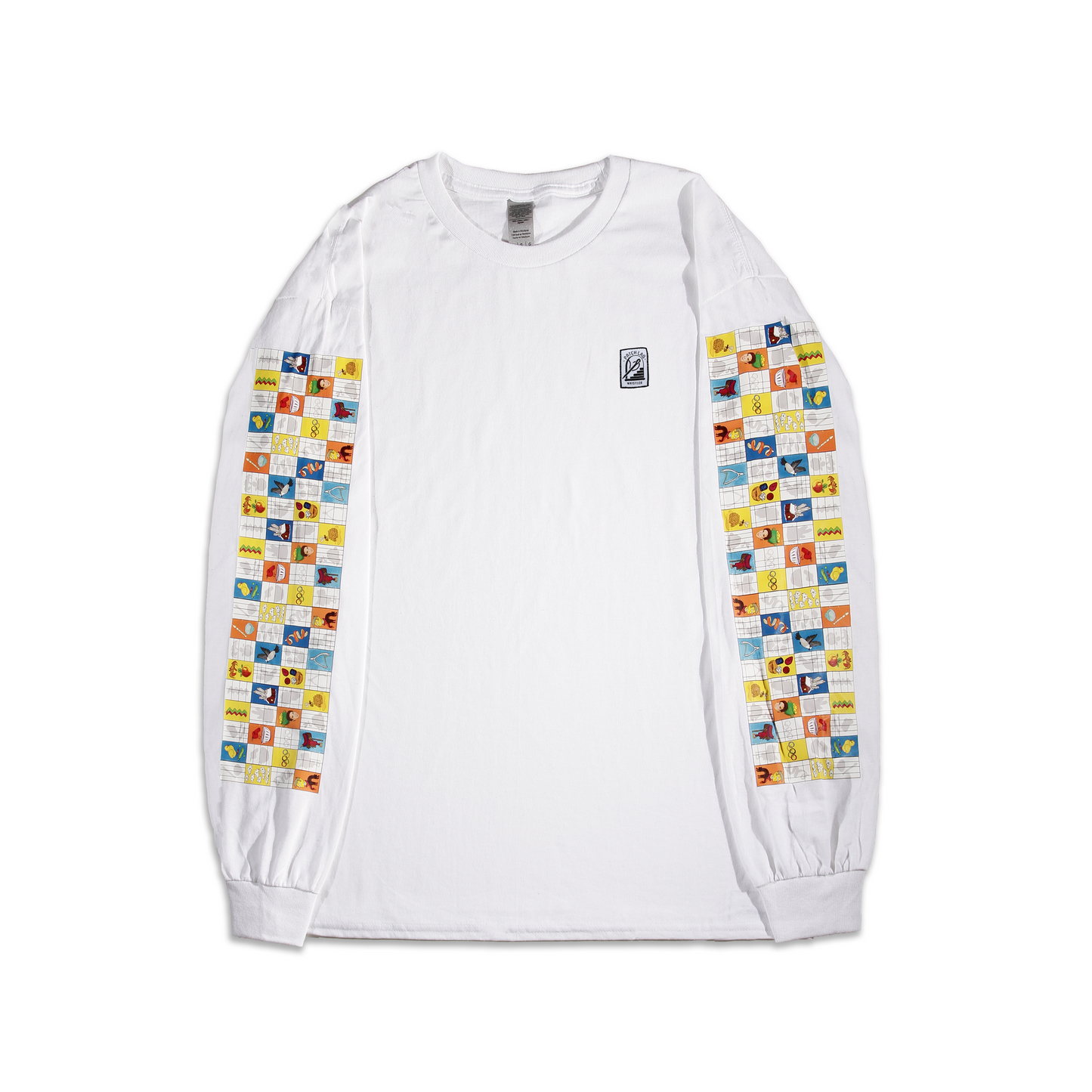 Runs of Whistler | Long Sleeve Cotton T-Shirt with Checkered Print Design Sleeves