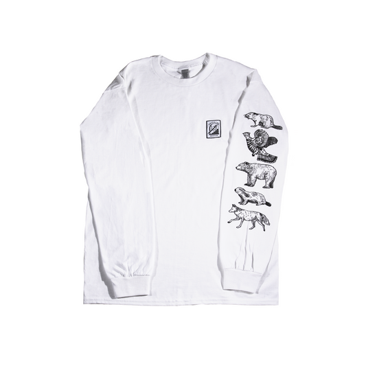 B.C Animals | Long Sleeve Cotton T-Shirt with Wildlife Print Design Sleeve