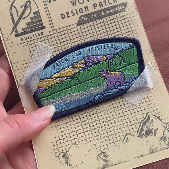 close look of woven bear landscape whistler patch
