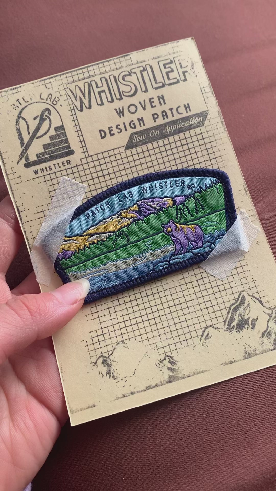 close look of woven bear landscape whistler patch